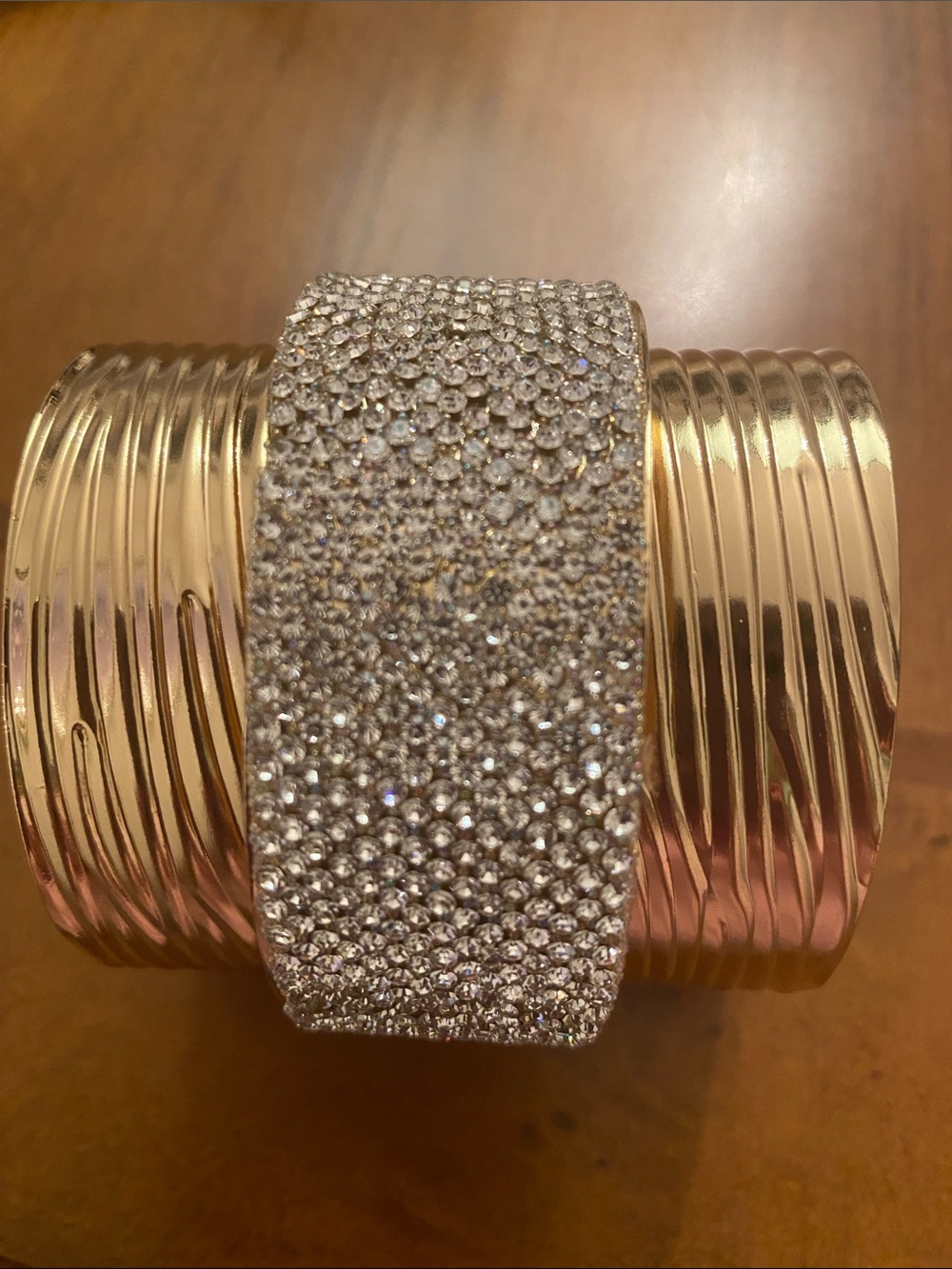 Sparkling Silver Crystal Pave Wide Cuff Bracelet